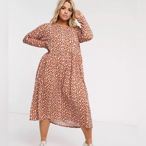 Floral midi smocked dress